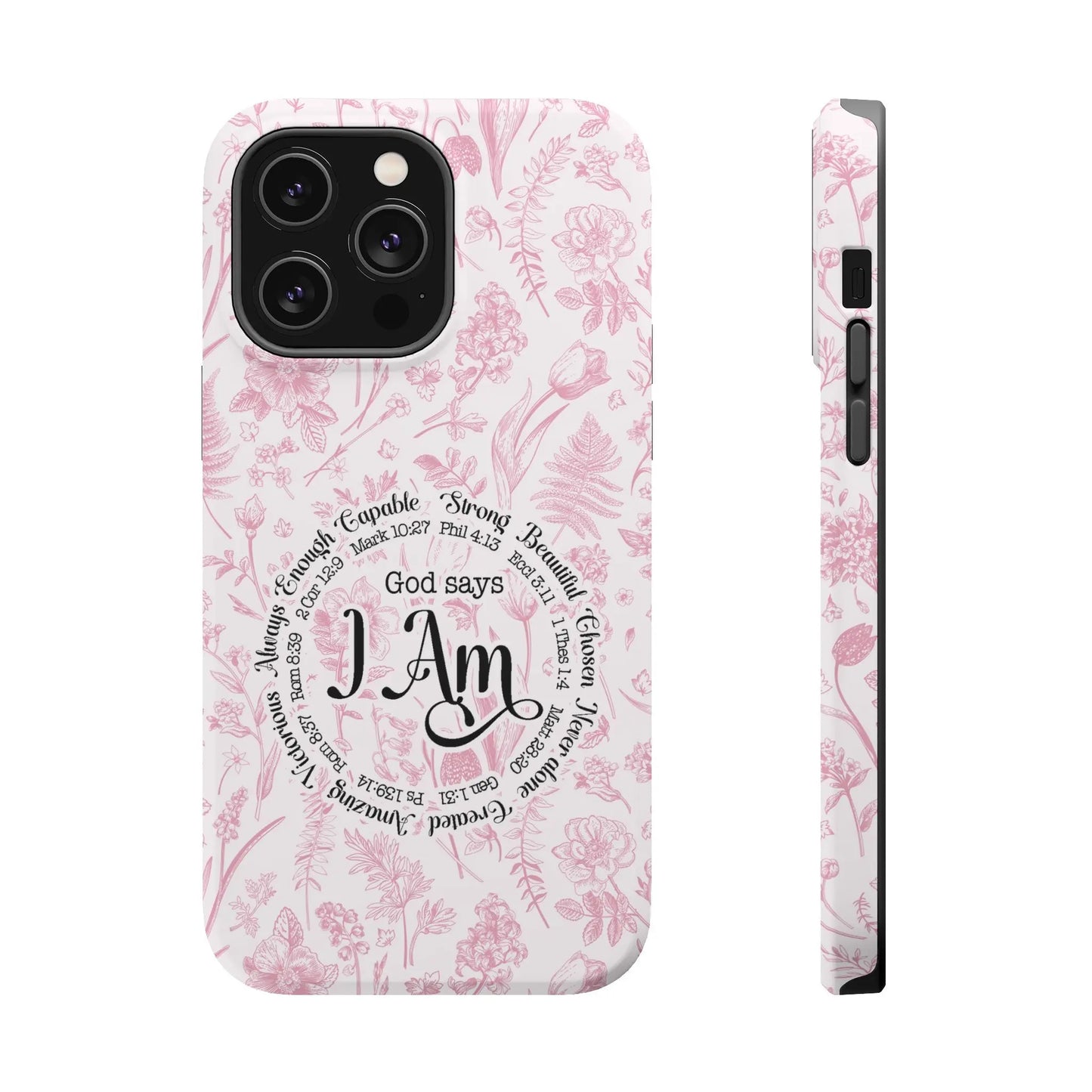 Christian Affirmations Floral Phone Case | MagSafe Tough Cases Printify