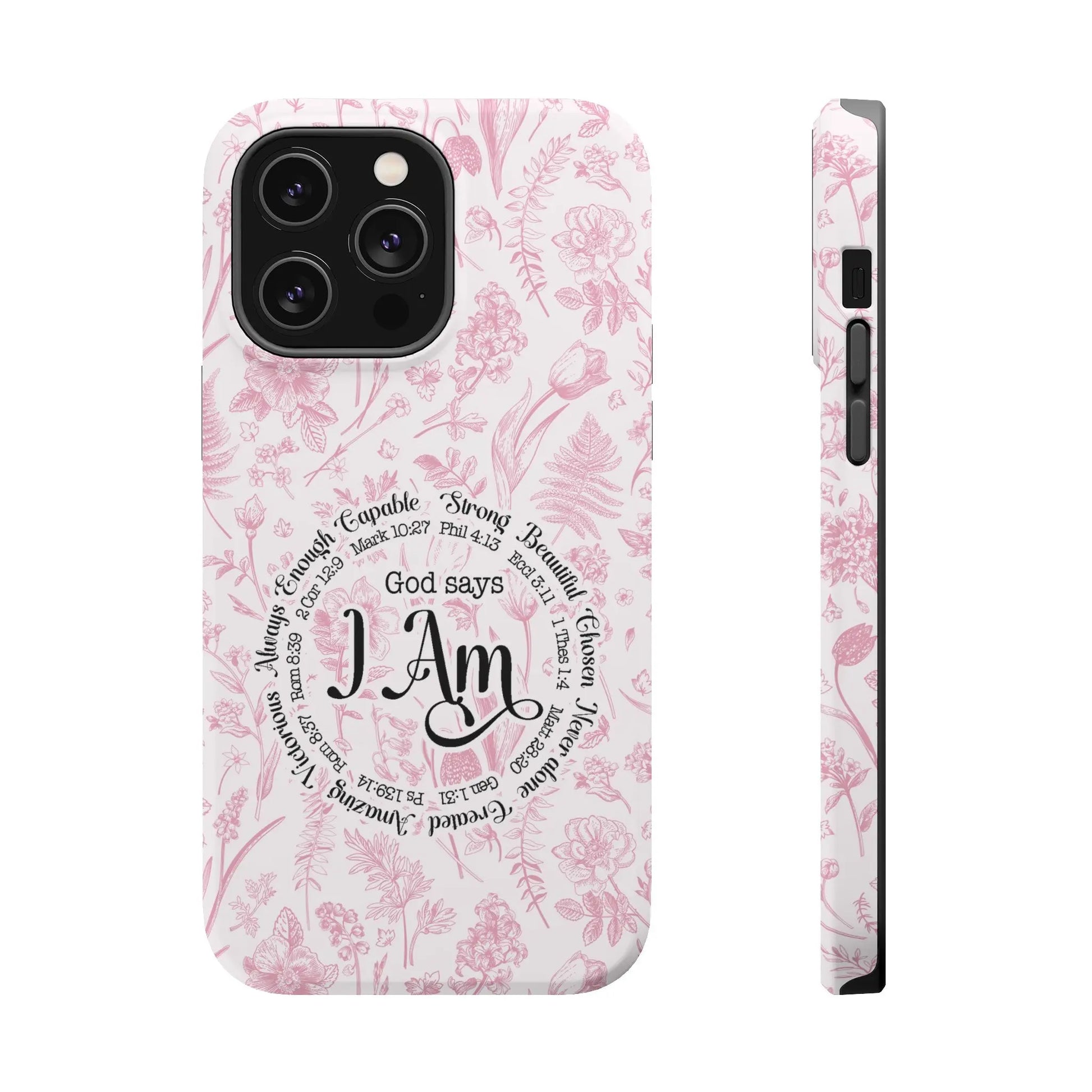 Christian Affirmations Floral Phone Case | MagSafe Tough Cases Printify