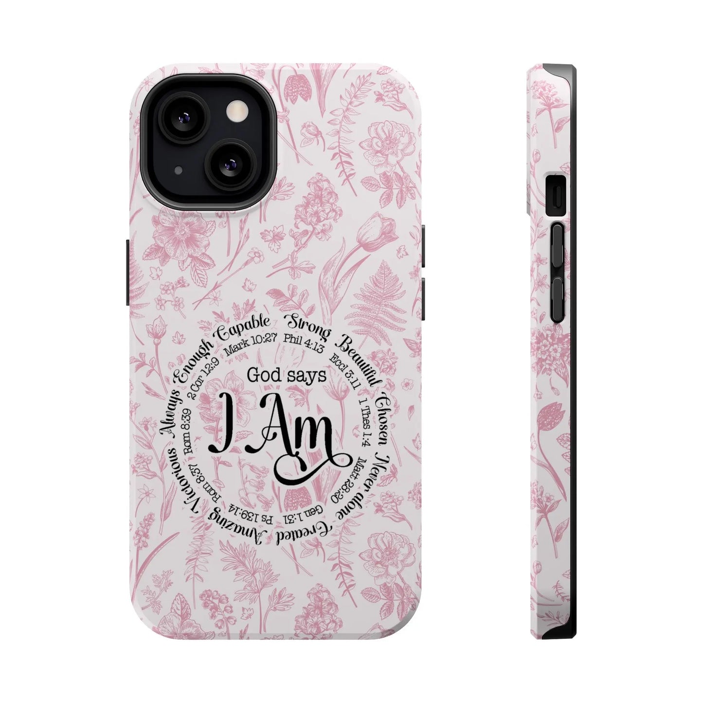 Christian Affirmations Floral Phone Case | MagSafe Tough Cases Printify