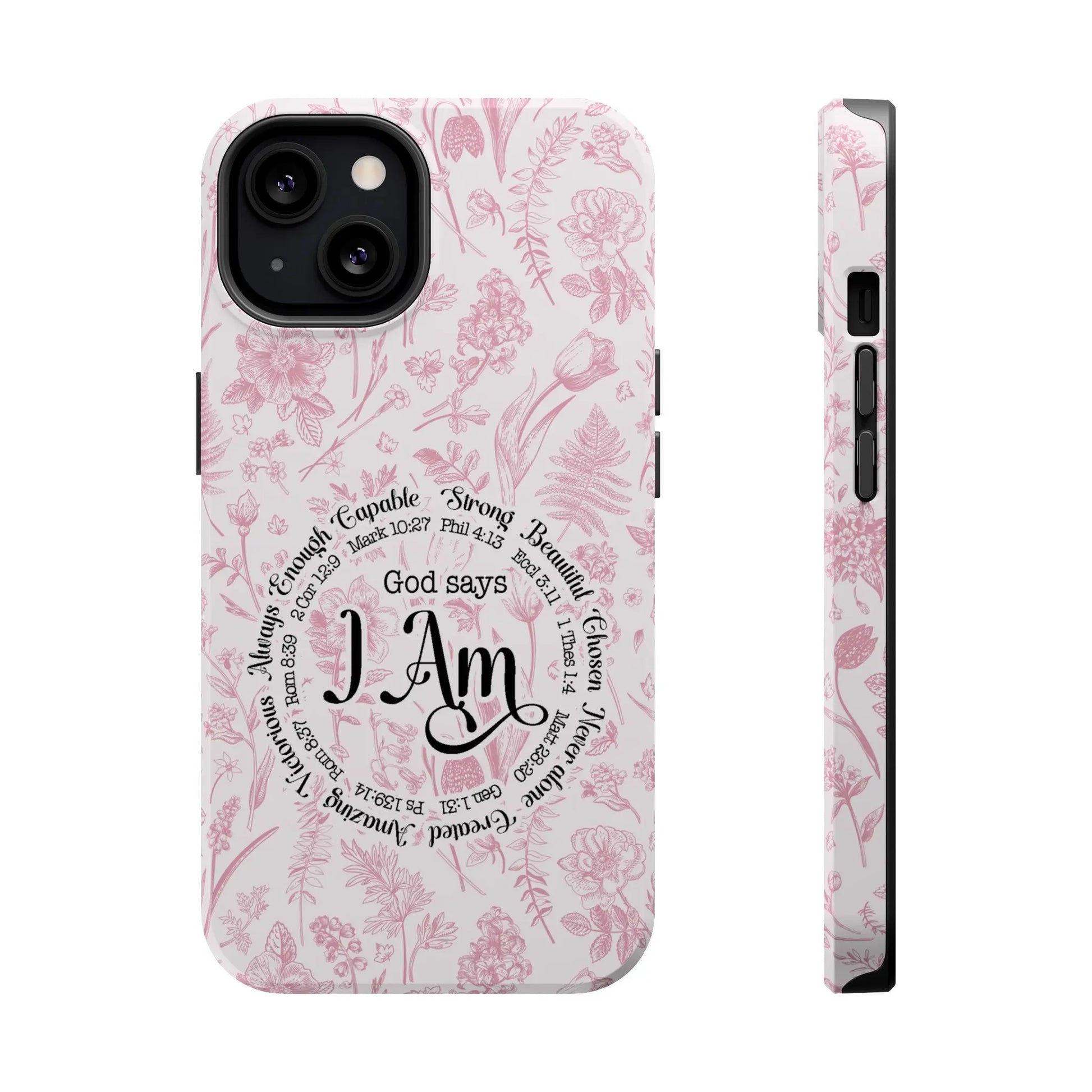 Christian Affirmations Floral Phone Case | MagSafe Tough Cases Printify