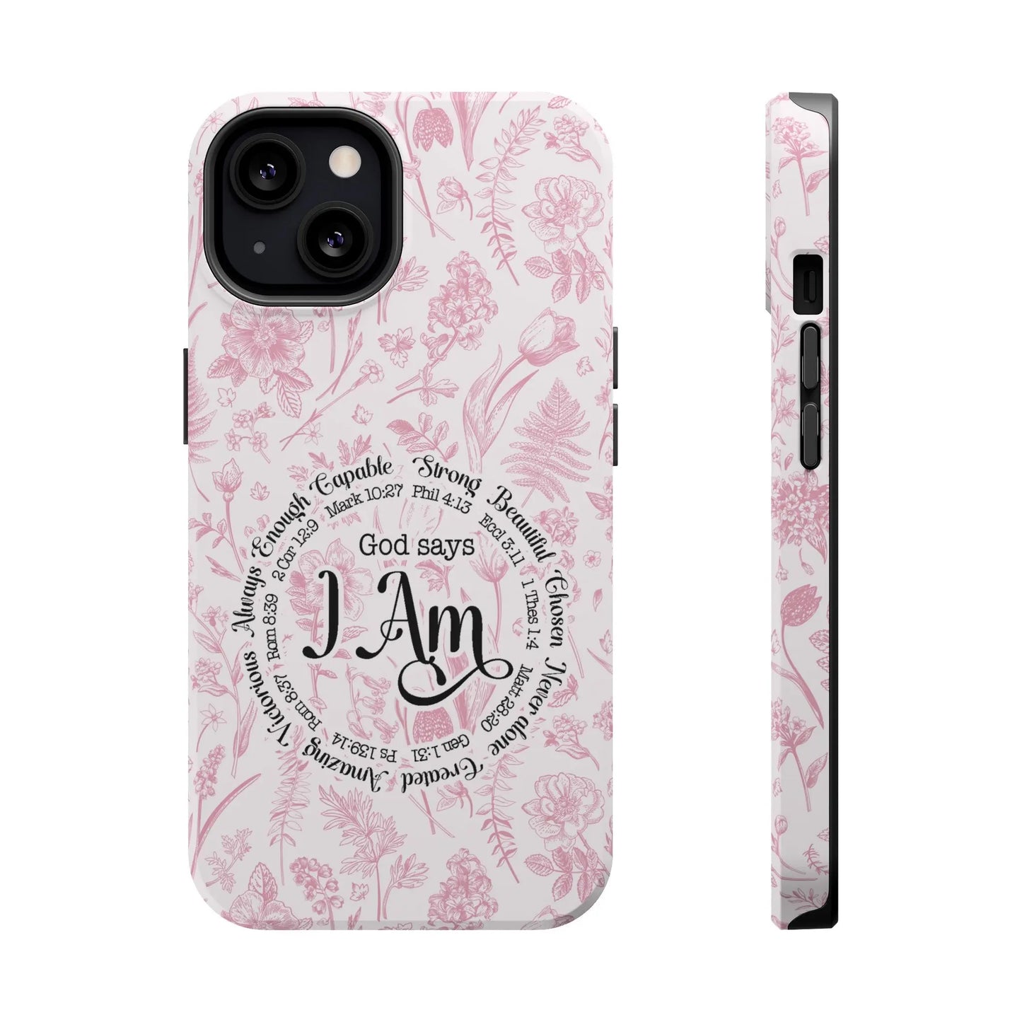 Christian Affirmations Floral Phone Case | MagSafe Tough Cases Printify