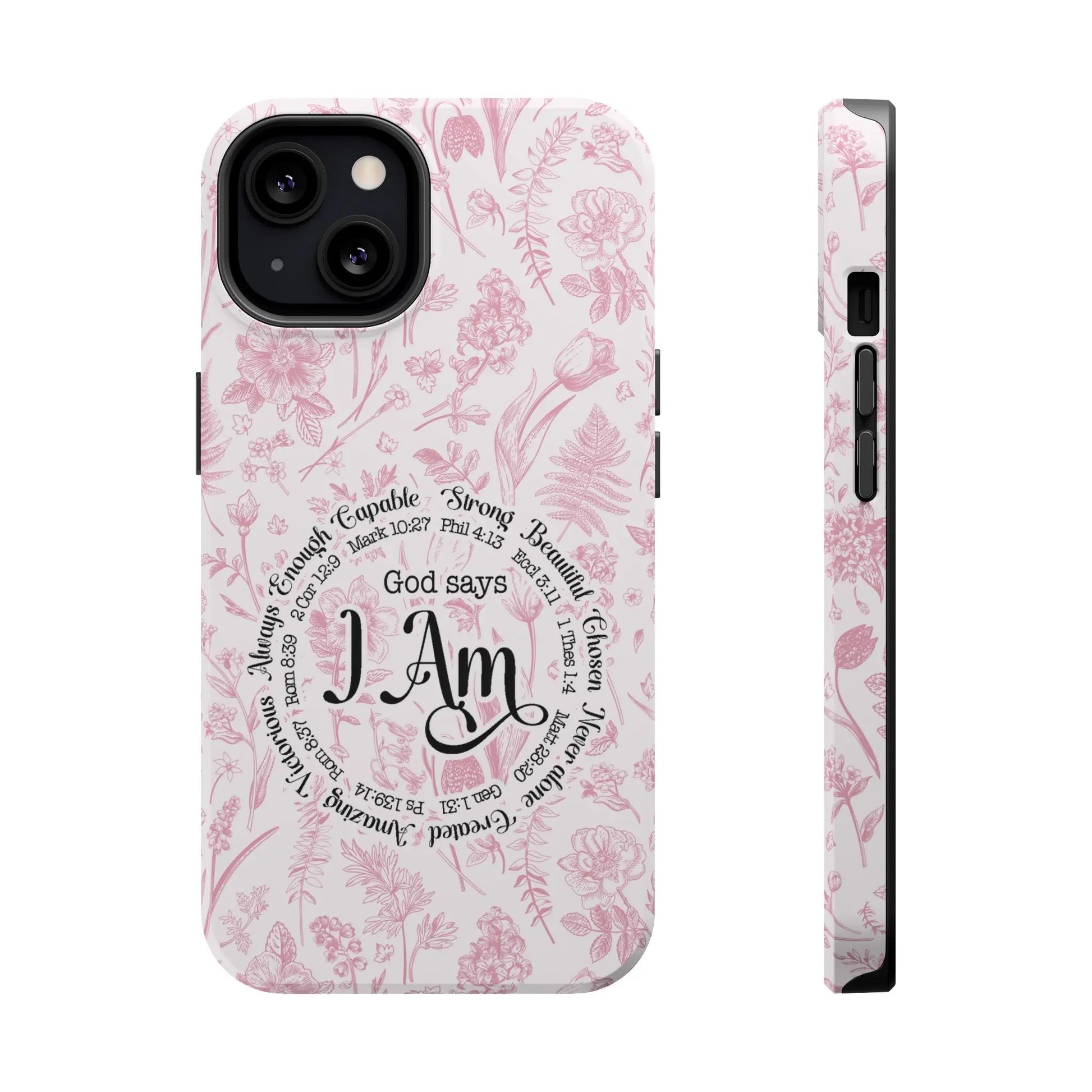 Christian Affirmations Floral Phone Case | MagSafe Tough Cases Printify