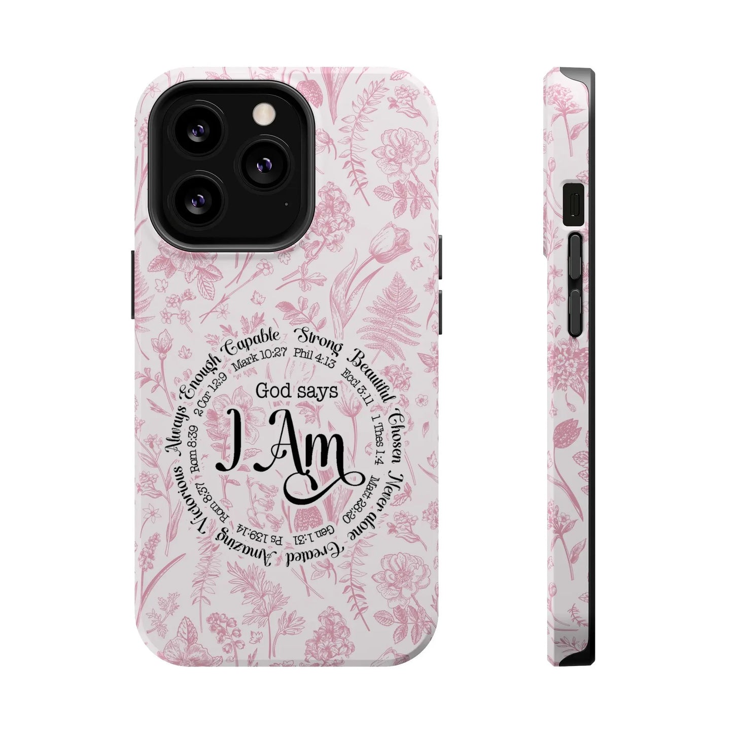 Christian Affirmations Floral Phone Case | MagSafe Tough Cases Printify