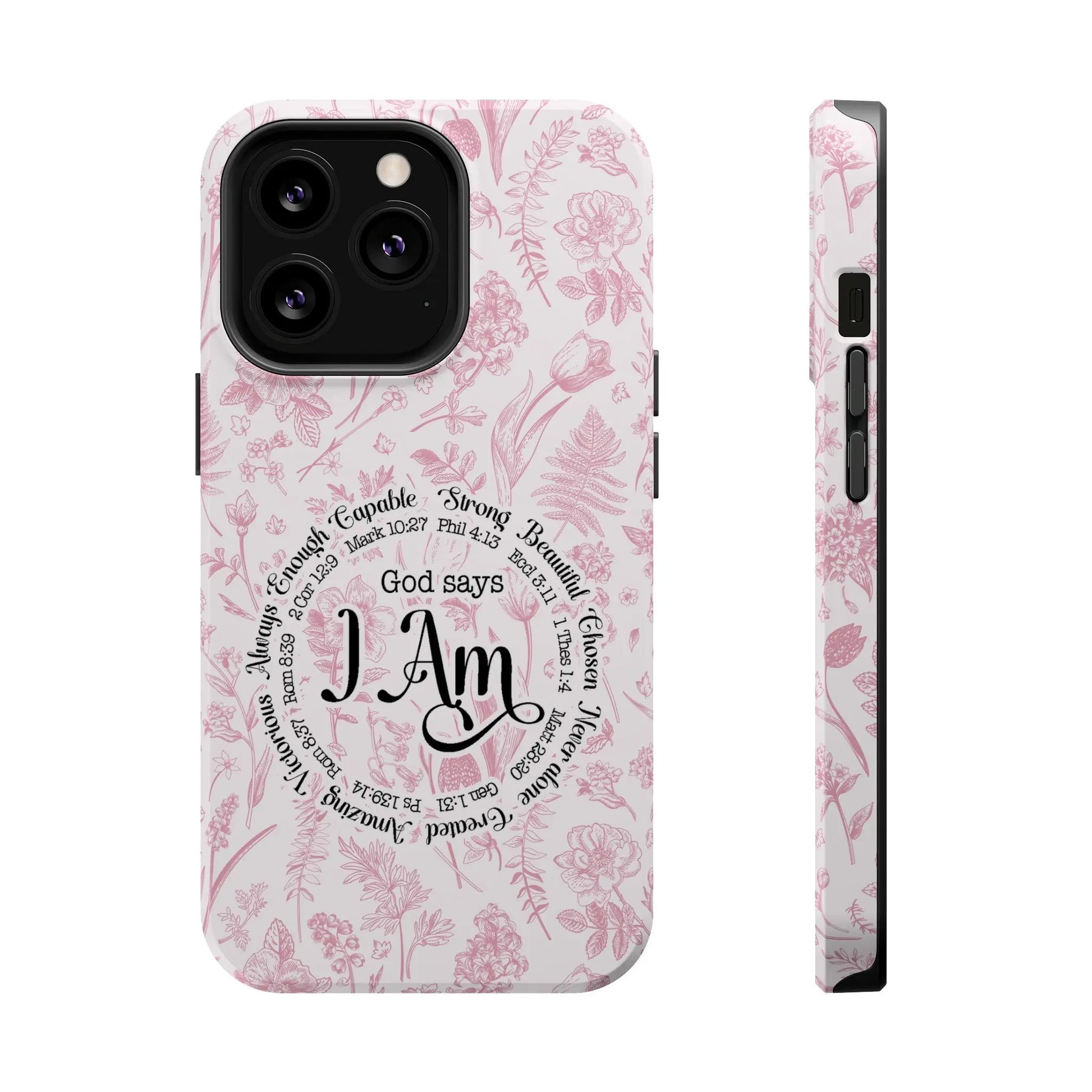 Christian Affirmations Floral Phone Case | MagSafe Tough Cases Printify
