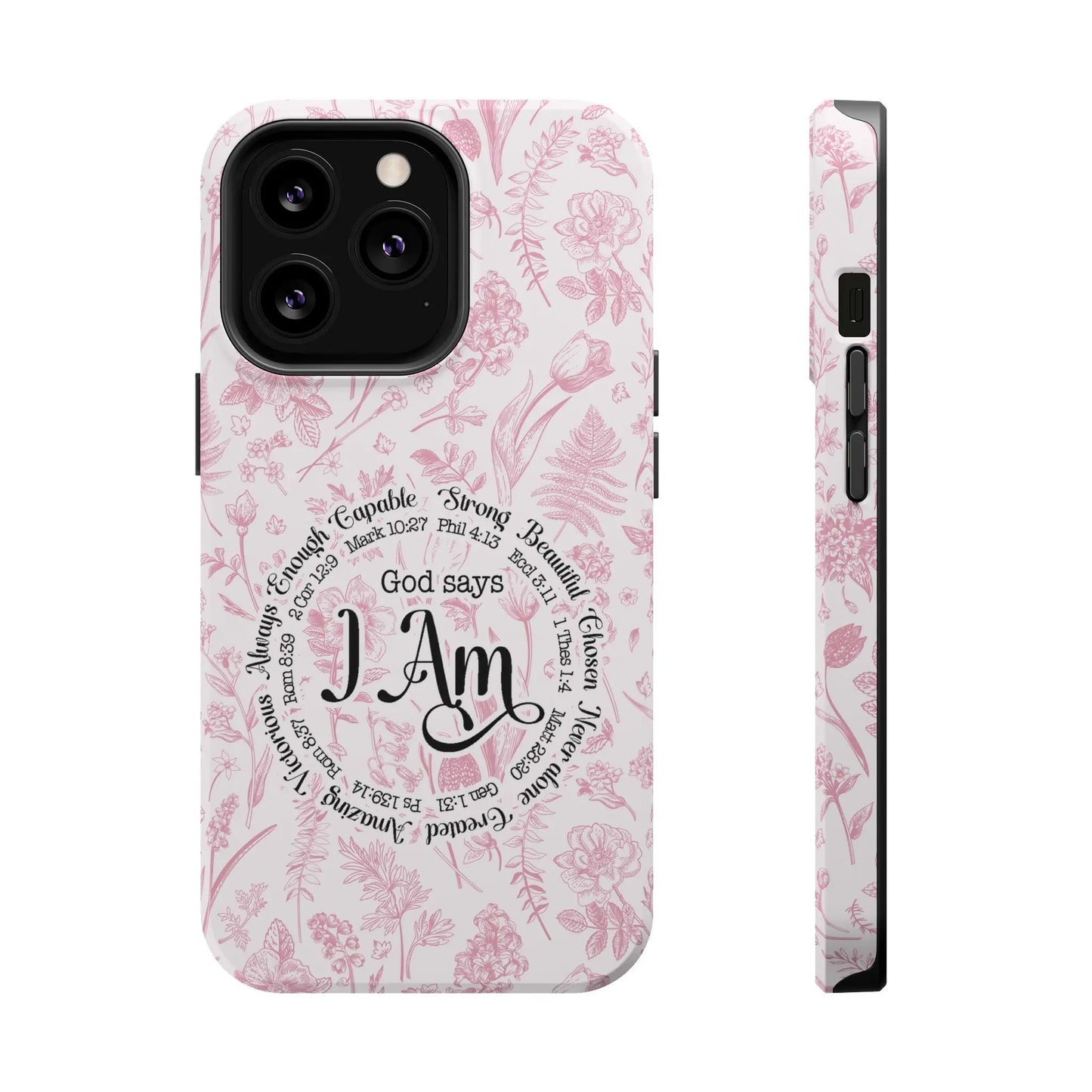 Christian Affirmations Floral Phone Case | MagSafe Tough Cases Printify