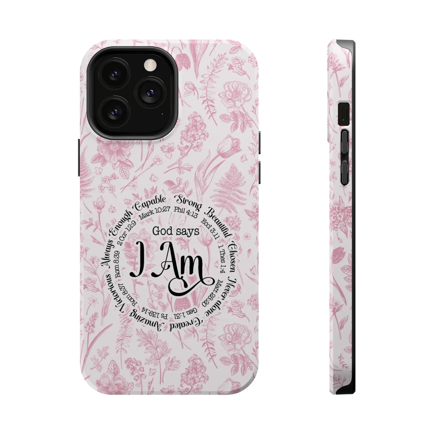 Christian Affirmations Floral Phone Case | MagSafe Tough Cases Printify