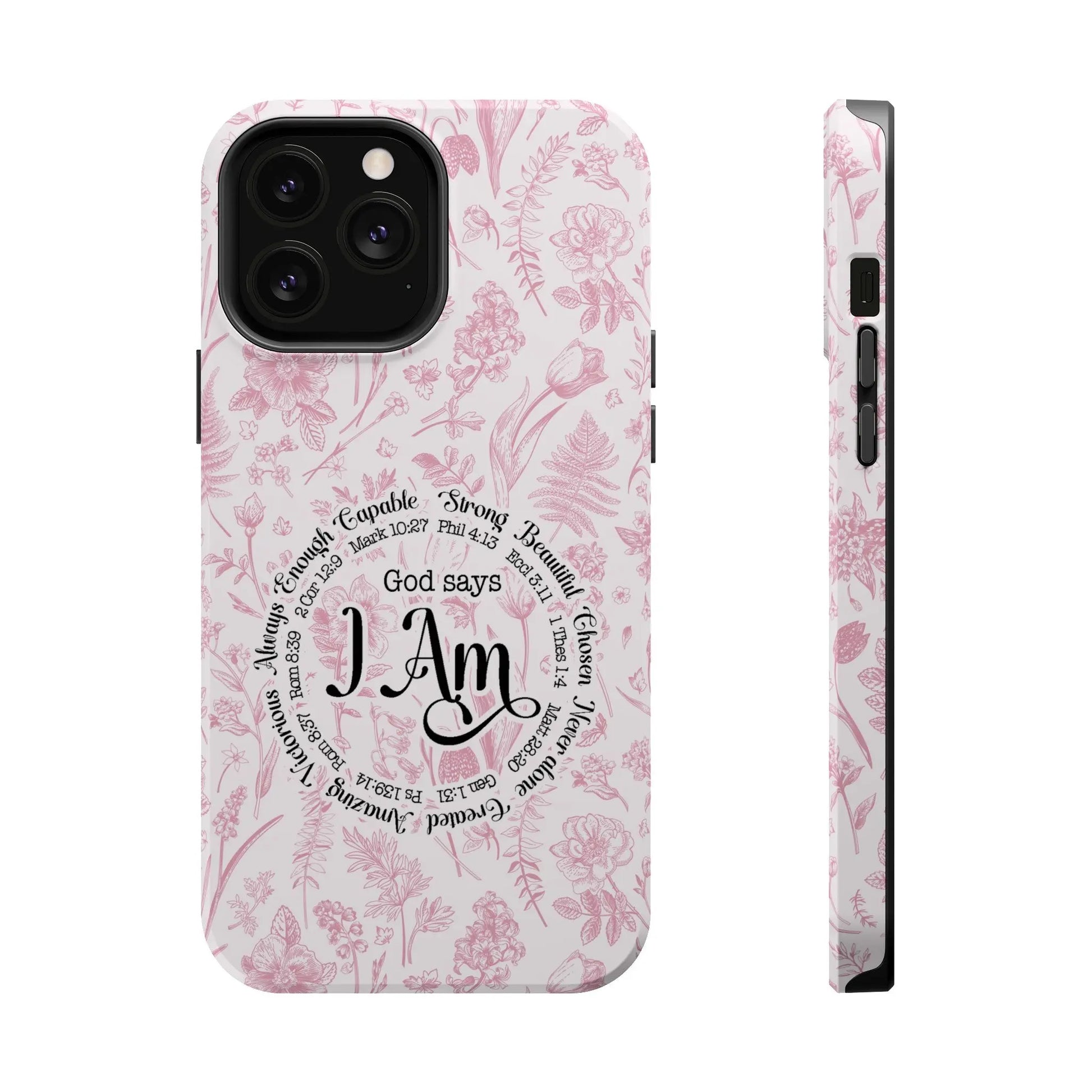Christian Affirmations Floral Phone Case | MagSafe Tough Cases Printify