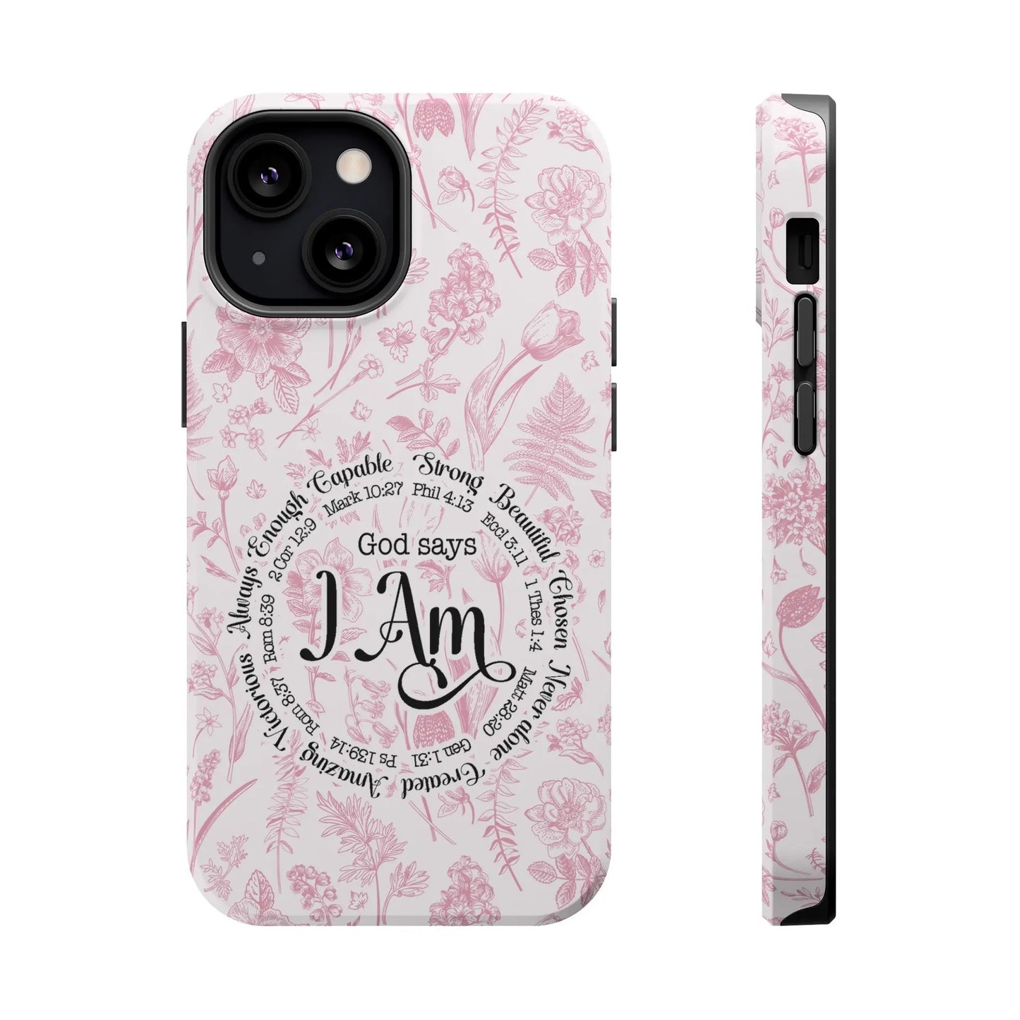 Christian Affirmations Floral Phone Case | MagSafe Tough Cases Printify