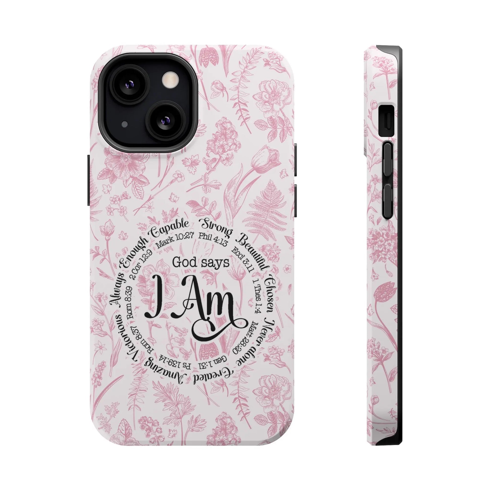 Christian Affirmations Floral Phone Case | MagSafe Tough Cases Printify