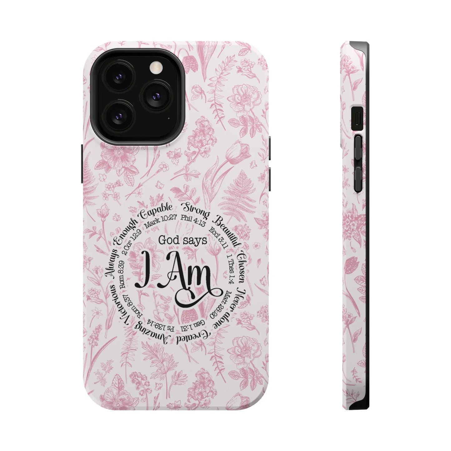 Christian Affirmations Floral Phone Case | MagSafe Tough Cases Printify