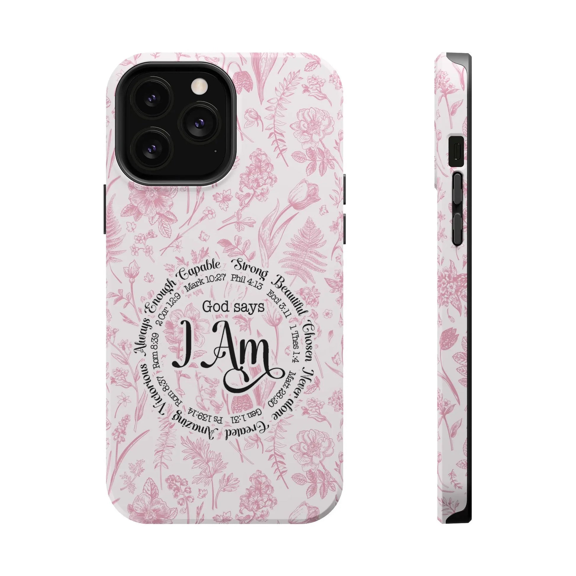 Christian Affirmations Floral Phone Case | MagSafe Tough Cases Printify