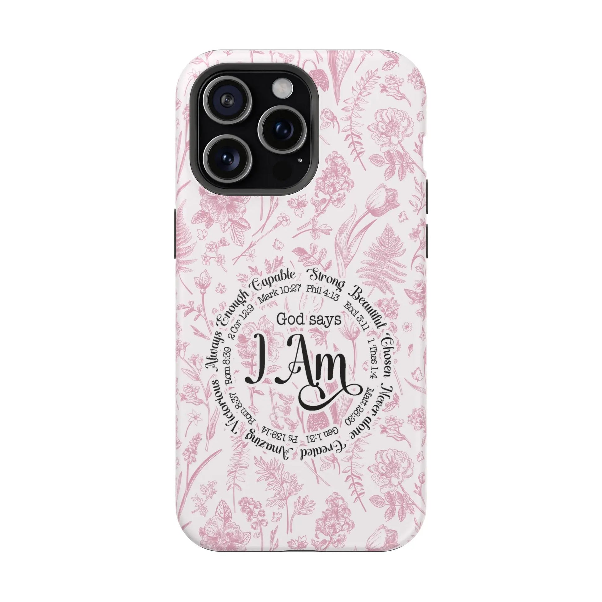 Christian Affirmations Floral Phone Case | MagSafe Tough Cases Printify