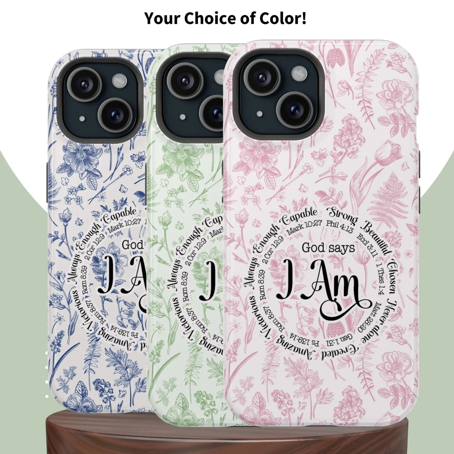 Christian Affirmations Floral Phone Case | MagSafe Tough Cases Printify