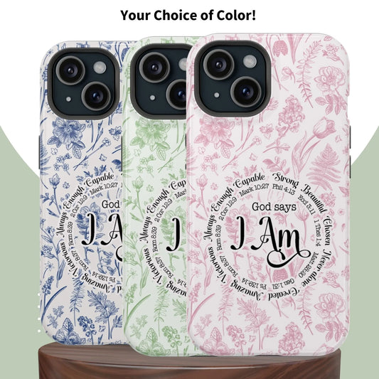 Christian Affirmations Floral Phone Case | MagSafe Tough Cases Printify