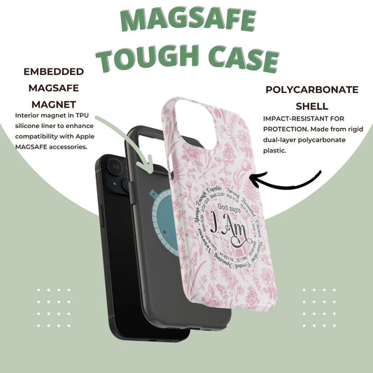 Christian Affirmations Floral Phone Case | MagSafe Tough Cases Printify