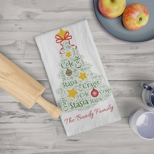 Christmas Tree Personalized Kitchen Tea Towel Printify