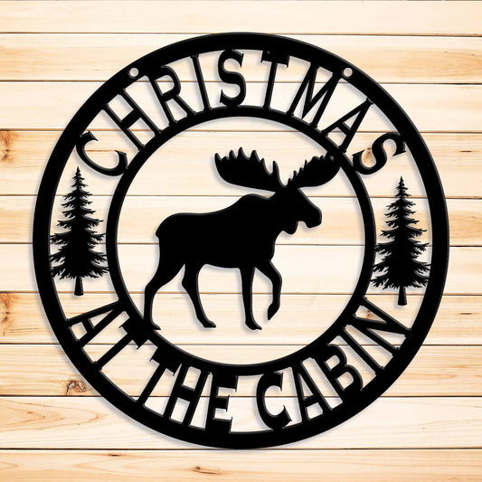 Christmas at the Cabin Bear Metal Sign, Christmas Door Wreath teelaunch