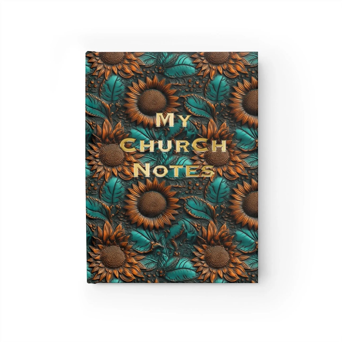 Church Notes Journal - Personalized - Sunflower Leather Look Printify