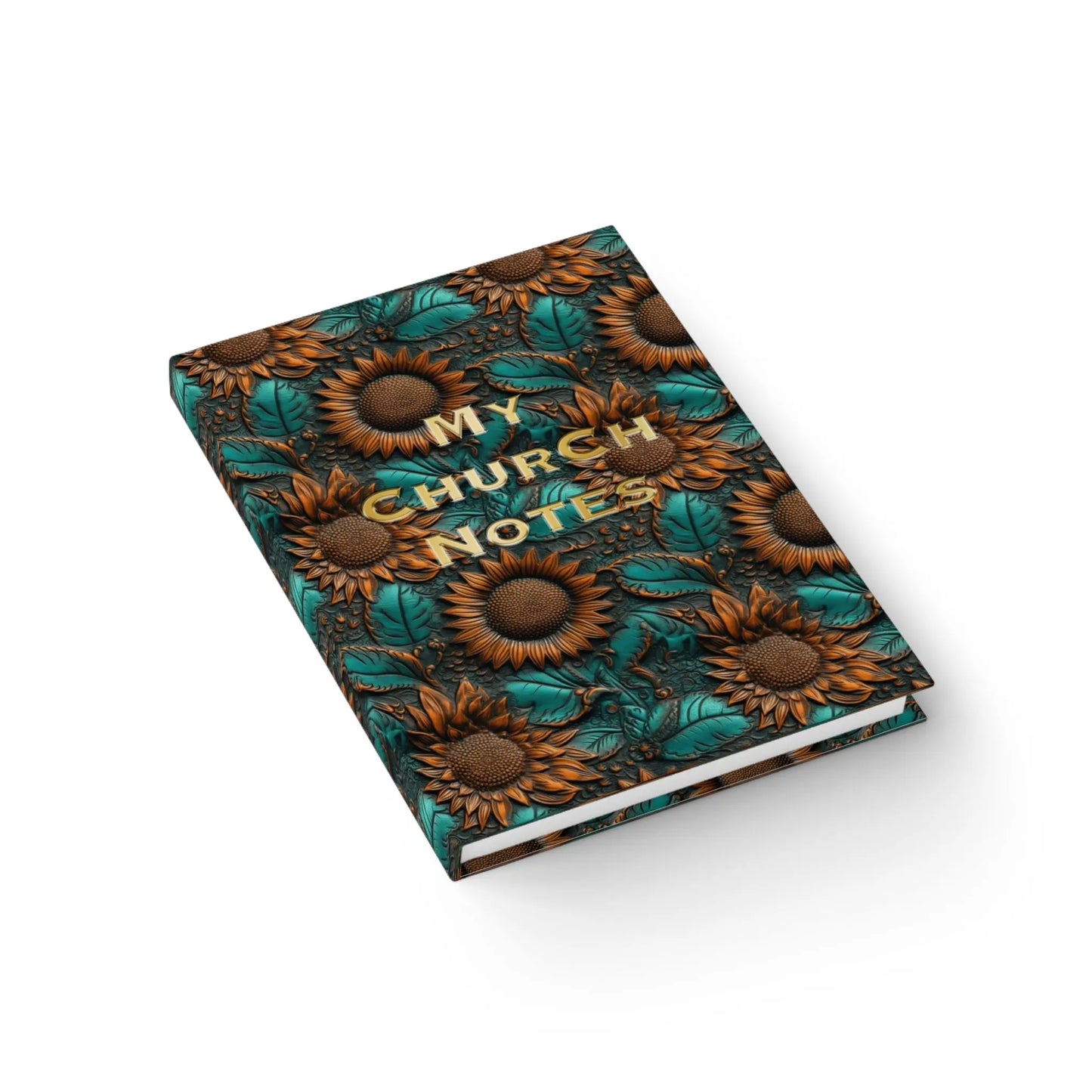 Church Notes Journal - Personalized - Sunflower Leather Look - Amazing Faith Designs