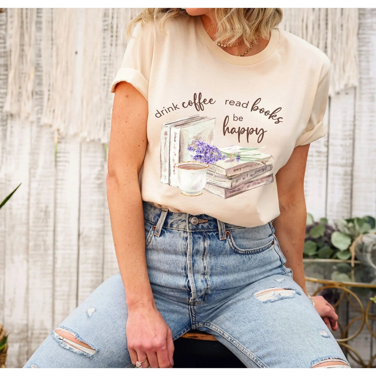 Coffee Books Happy Shirt Printify