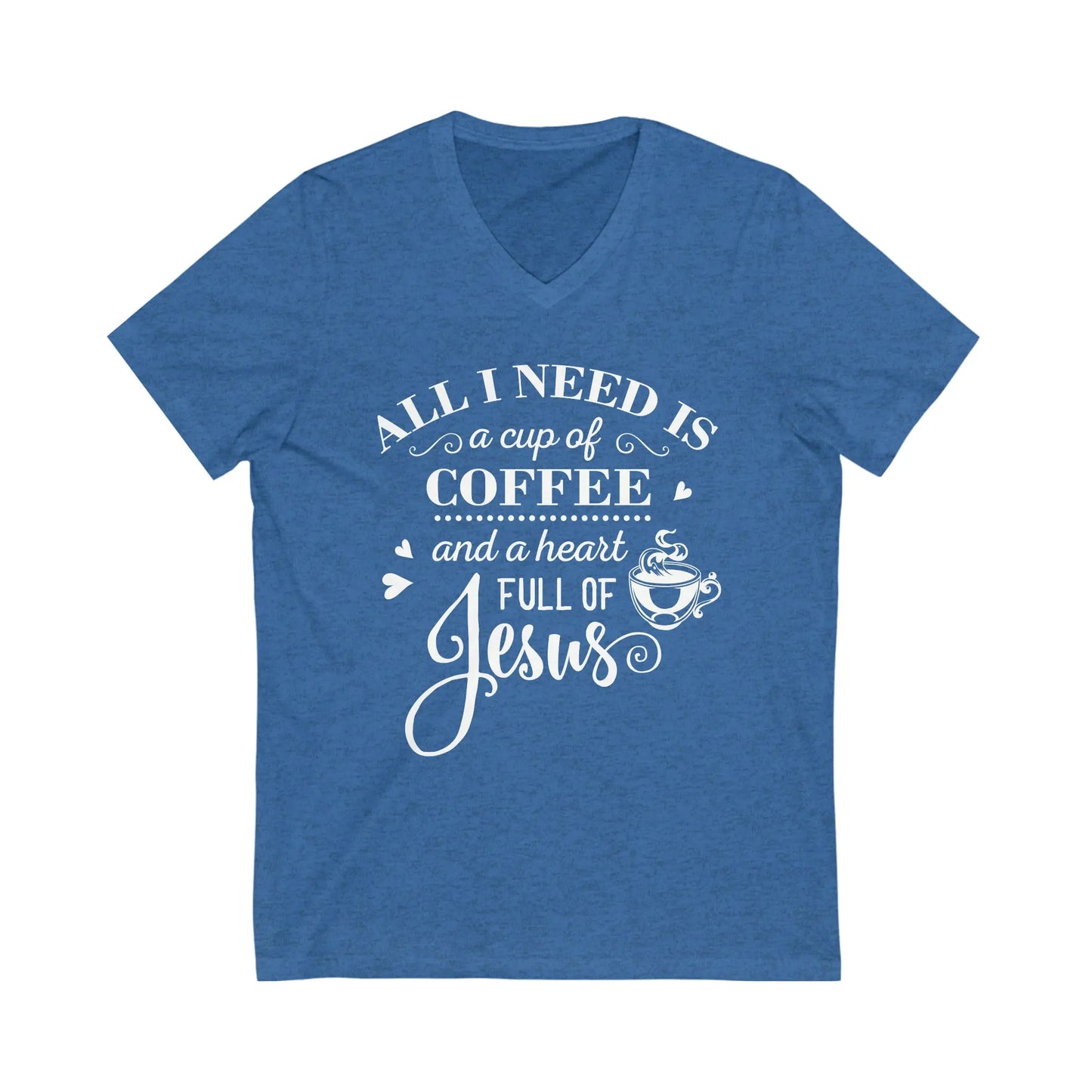 Coffee and Jesus Short Sleeve V-Neck Tee - Amazing Faith Designs