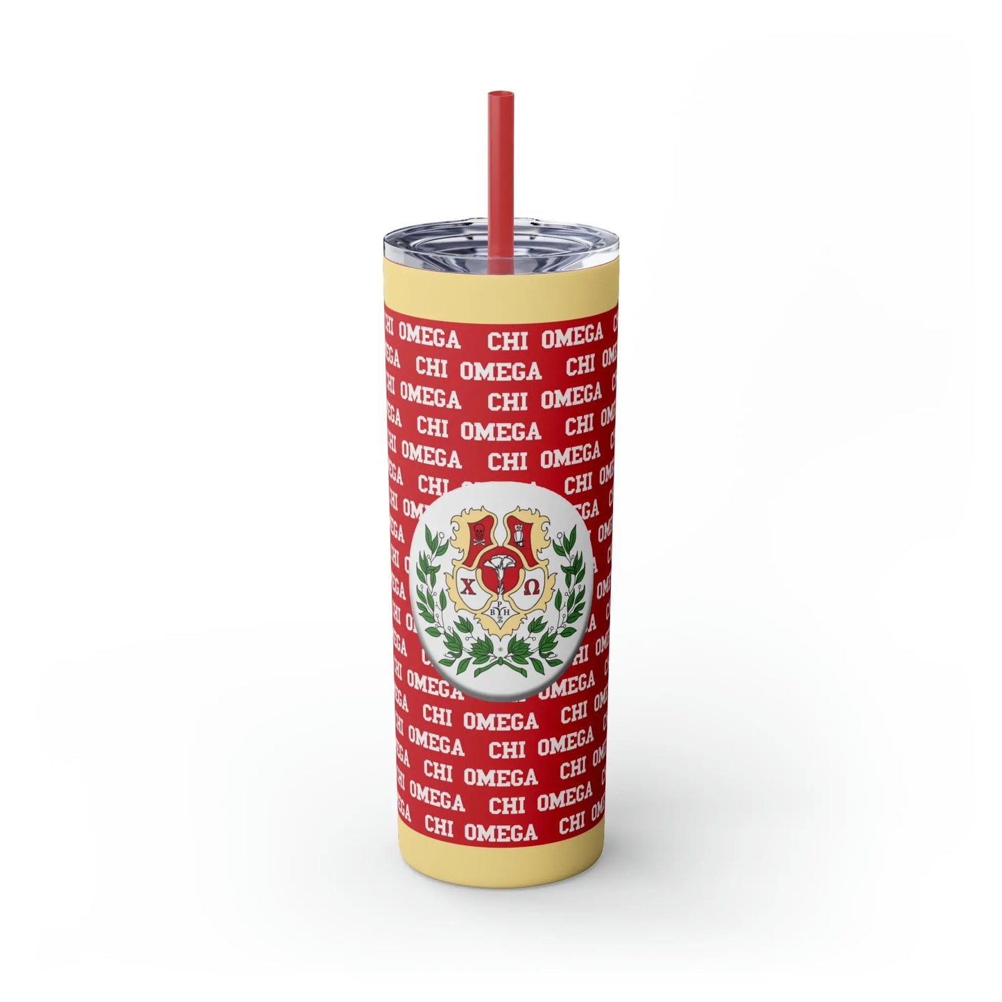 College Sorority Skinny Tumbler with Straw, 20oz Printify