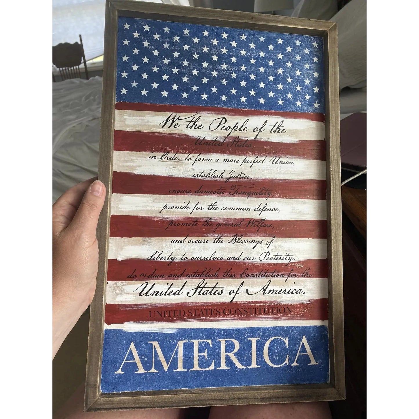 Copy of God Bless America Rustic Whitewashed Wood Frame Sign | 5.5" x 15" Farmhouse Decor | Christian Wood Decor amazingfaithdesigns