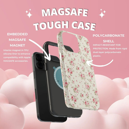 Coquette MAGSAFE Phone Case | Vintage Pink Roses Printify
