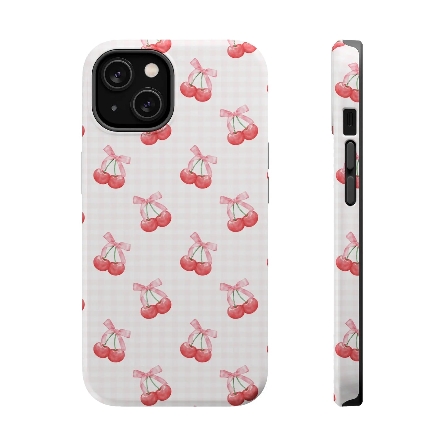 Coquette Magsafe Phone Case | Red Cherry Pink Bows Printify