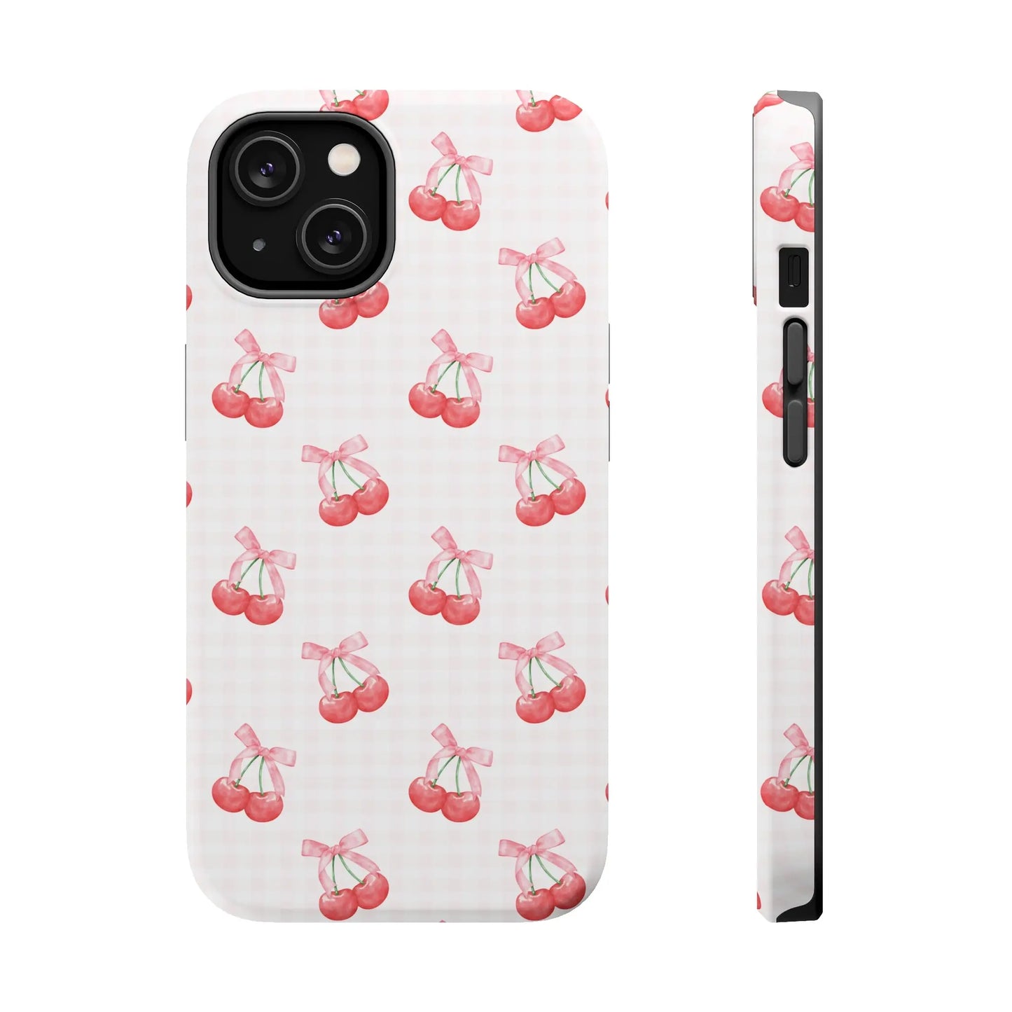 Coquette Magsafe Phone Case | Red Cherry Pink Bows Printify