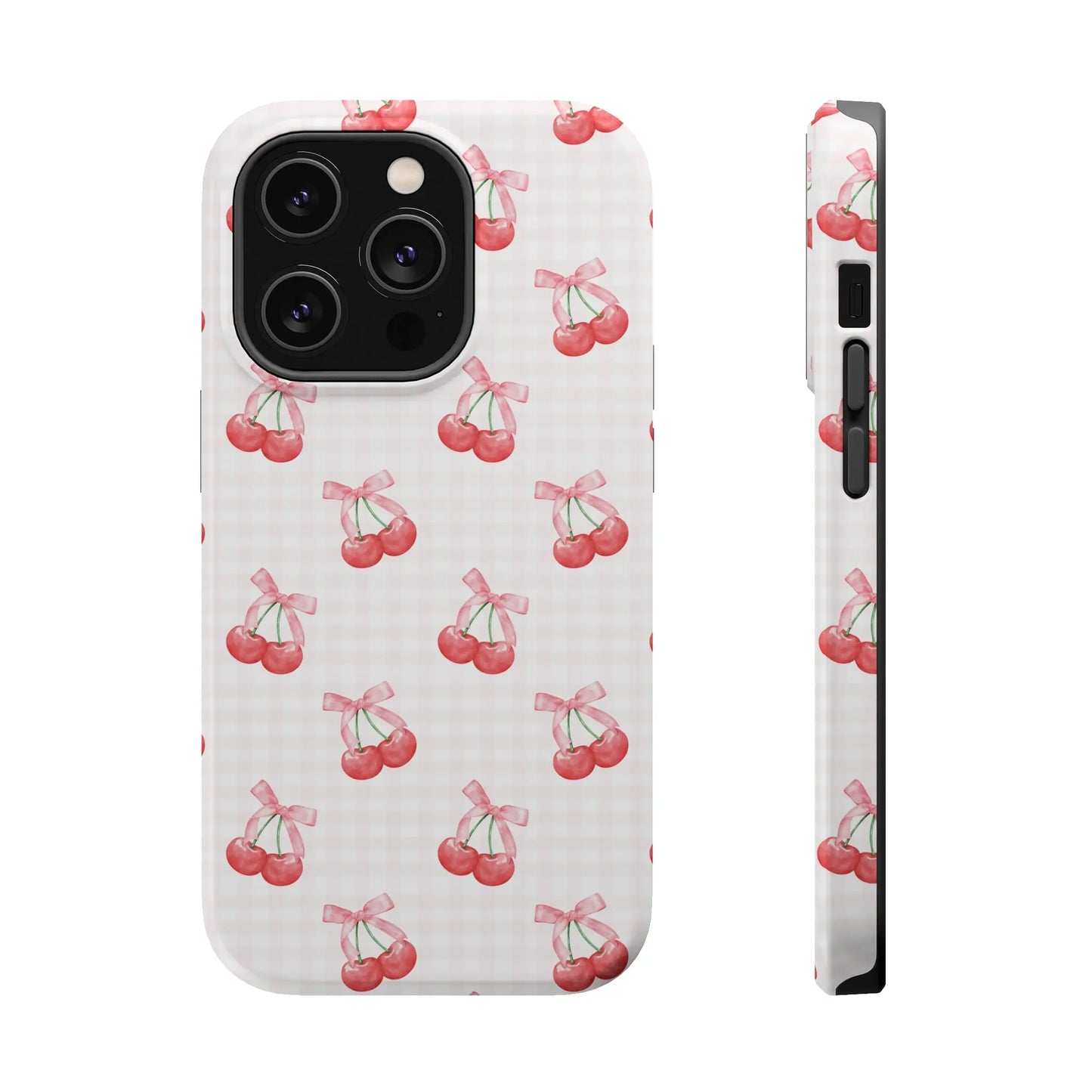 Coquette Magsafe Phone Case | Red Cherry Pink Bows Printify