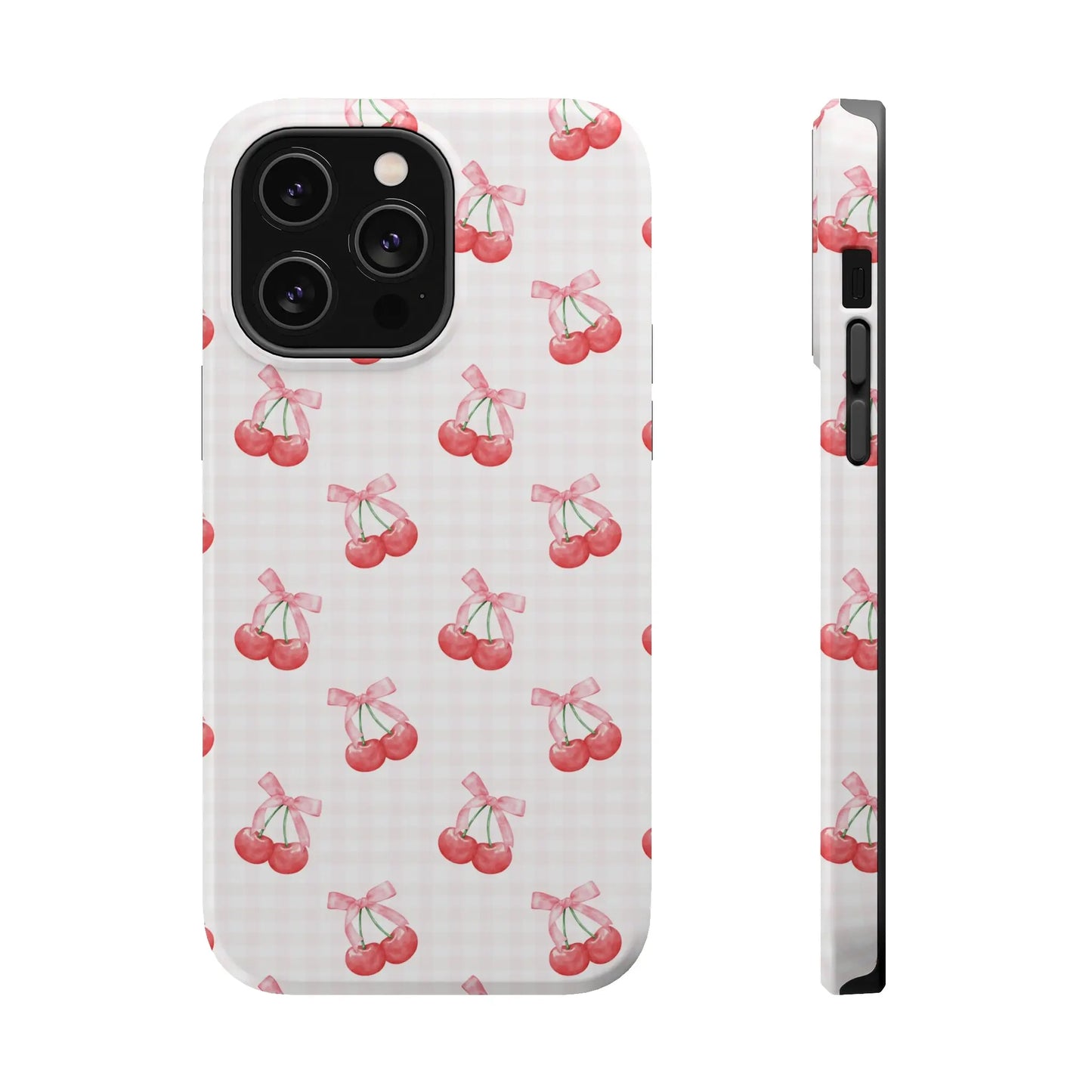 Coquette Magsafe Phone Case | Red Cherry Pink Bows Printify
