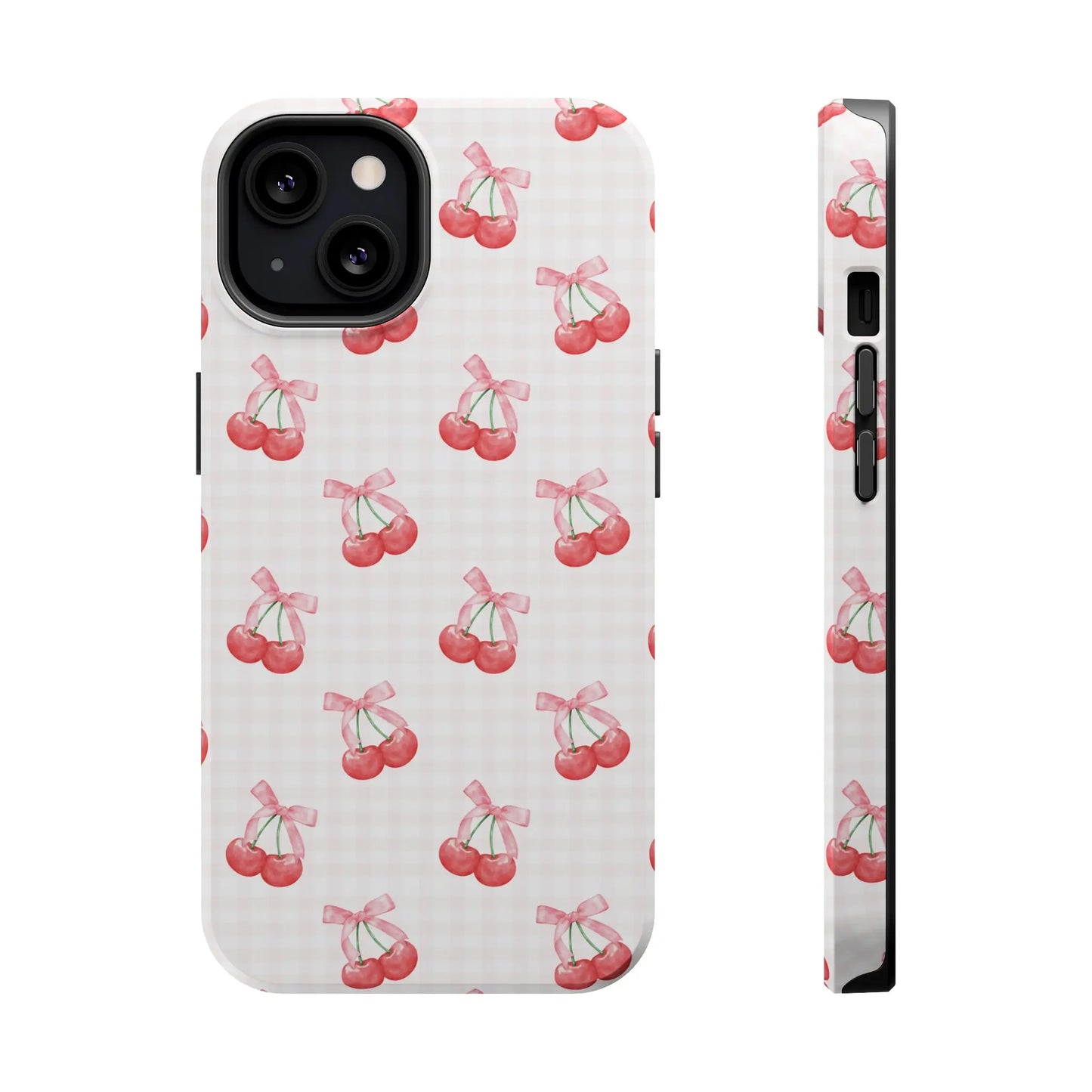 Coquette Magsafe Phone Case | Red Cherry Pink Bows Printify