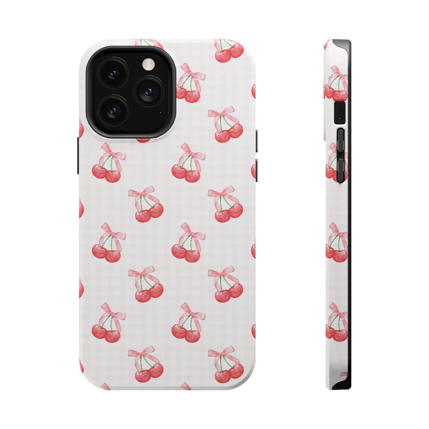 Coquette Magsafe Phone Case | Red Cherry Pink Bows Printify