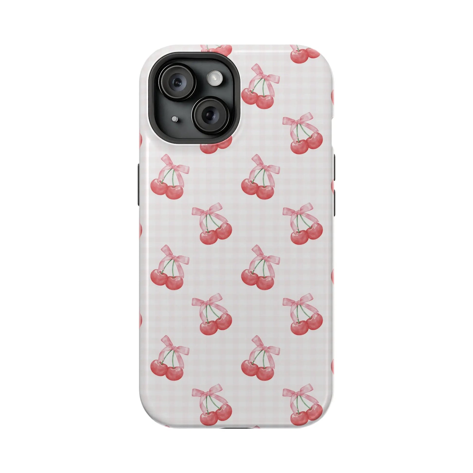 Coquette Magsafe Phone Case | Red Cherry Pink Bows Printify