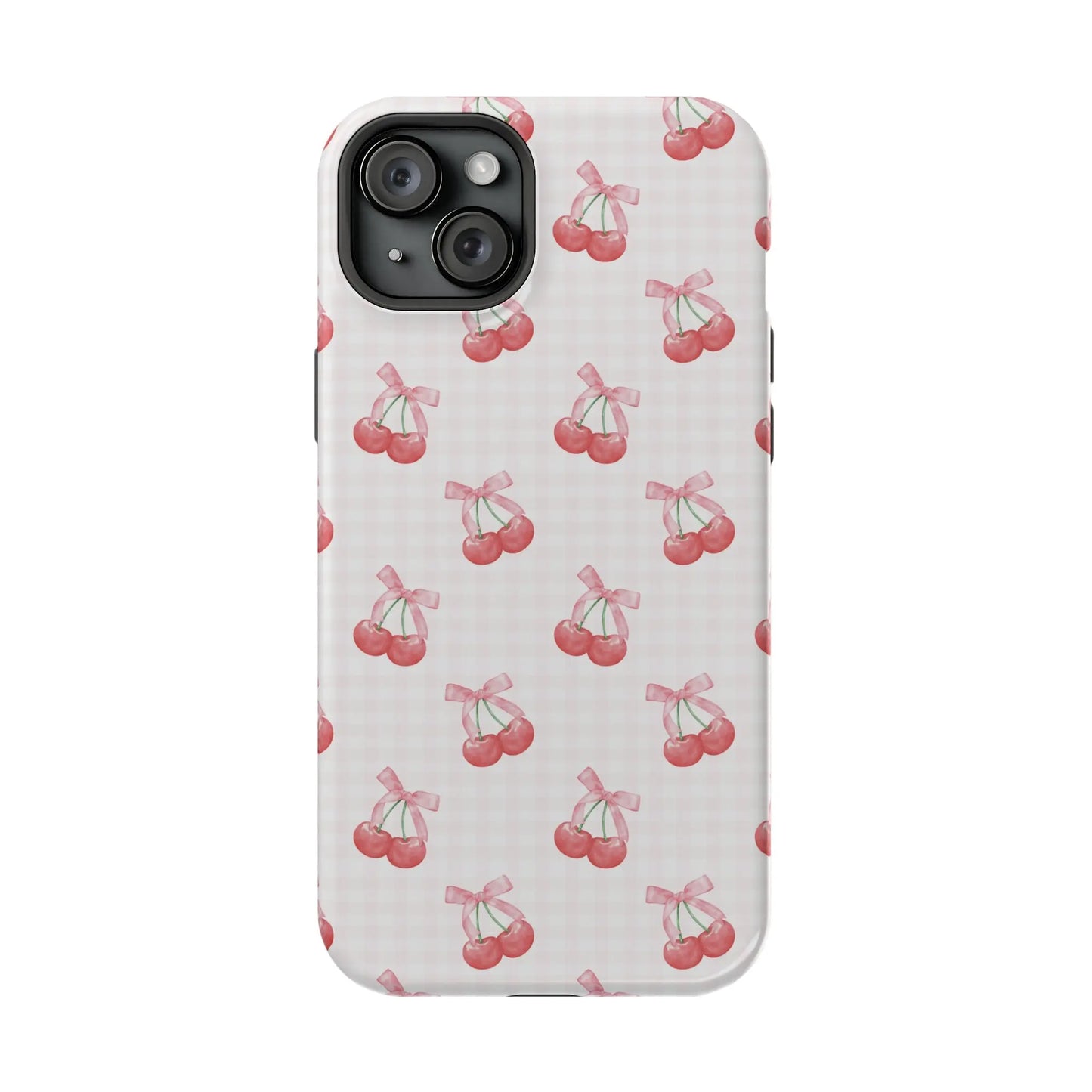 Coquette Magsafe Phone Case | Red Cherry Pink Bows Printify