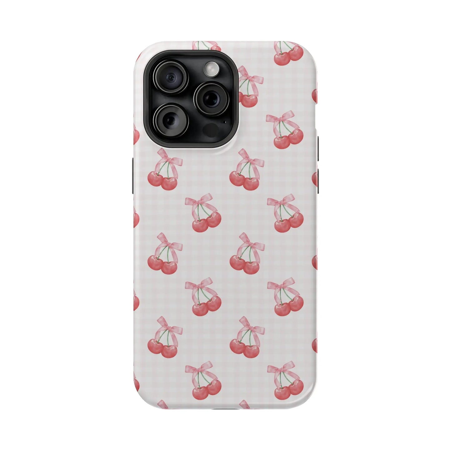 Coquette Magsafe Phone Case | Red Cherry Pink Bows Printify