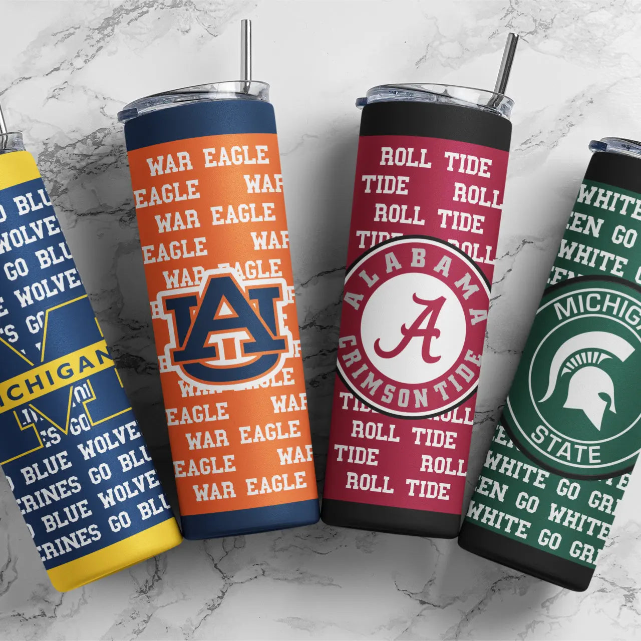 Custom College Football Skinny Tumbler with Straw, 20oz Printify