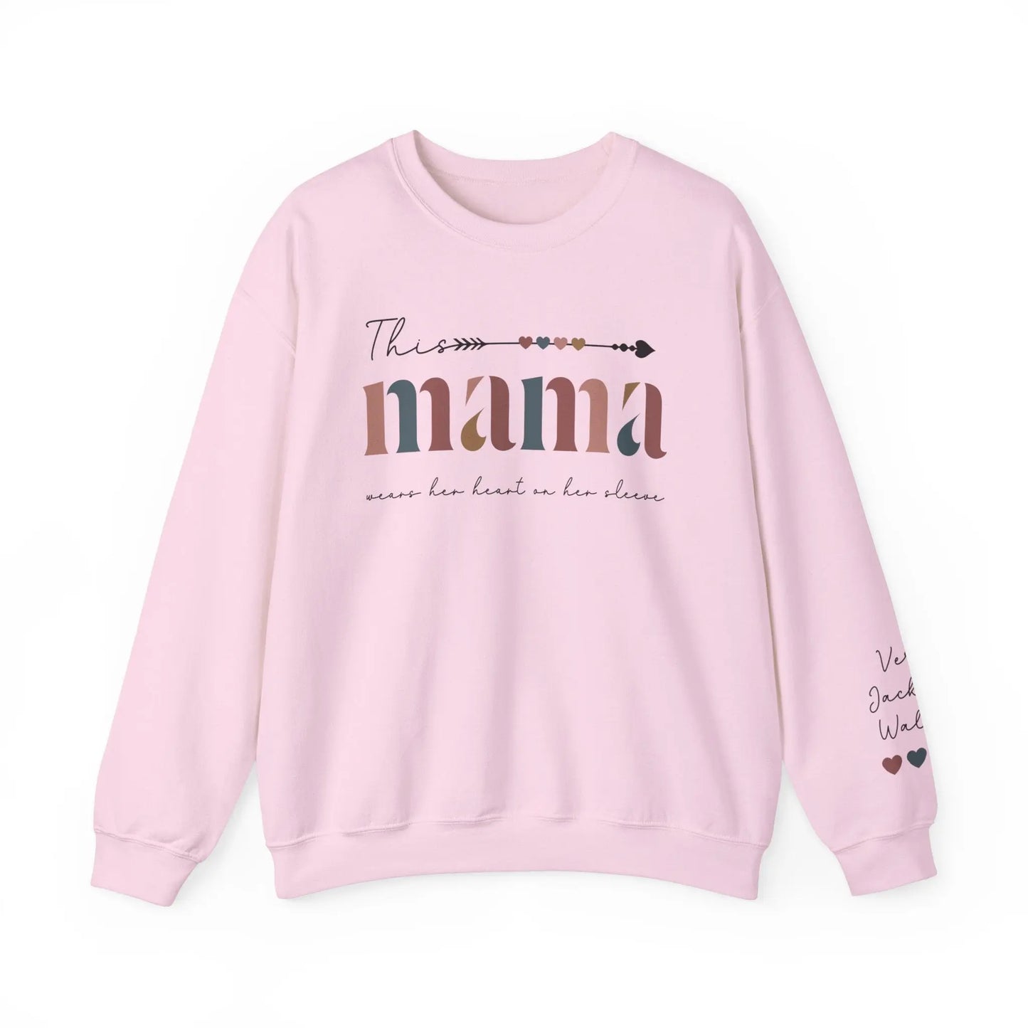 Custom Mama Sweatshirt Sleeve Name Print, Mother's Day Gift, Valentines Printify