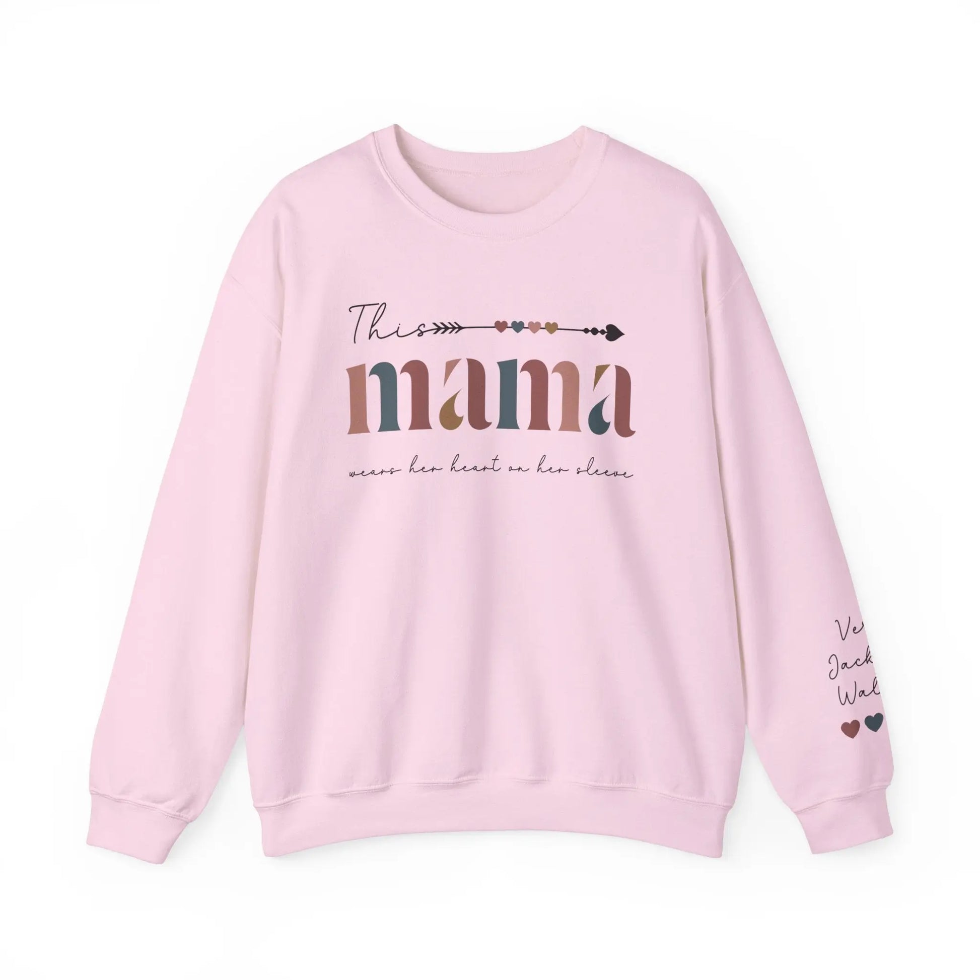 Custom Mama Sweatshirt Sleeve Name Print, Mother's Day Gift, Valentines Printify