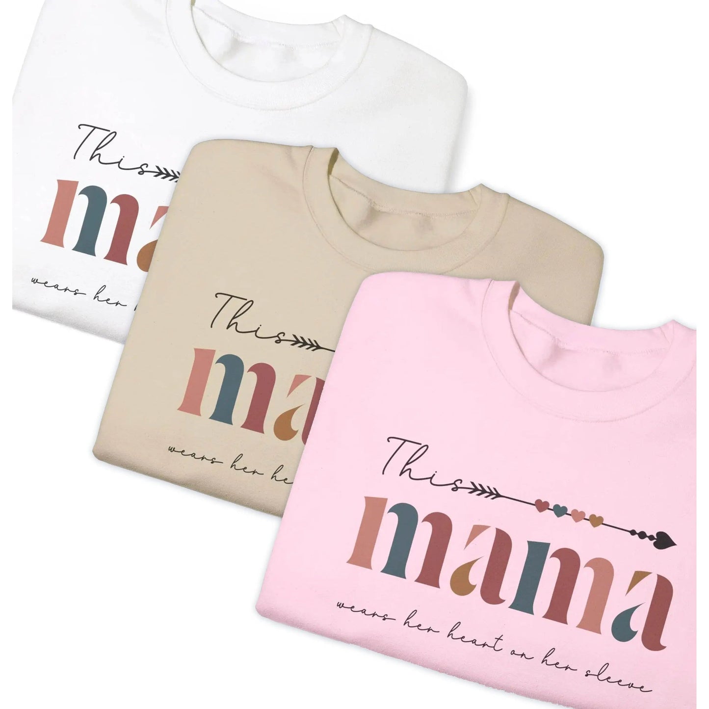 Custom Mama Sweatshirt Sleeve Name Print, Mother's Day Gift, Valentines Printify