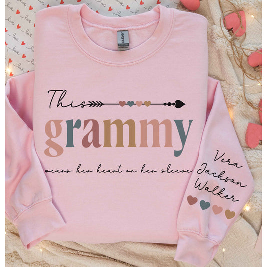 Custom Mama Sweatshirt Sleeve Name Print, Mother's Day Gift, Valentines Printify