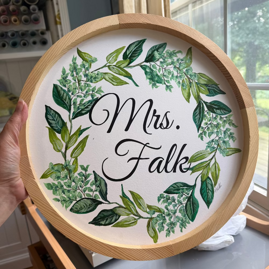 Custom Wreath Wood Sign – Hand-Painted Acrylic Design Amazing Faith Designs