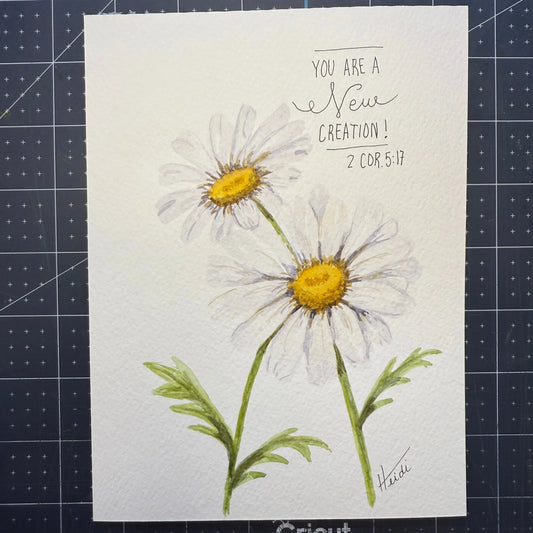 Daisy Scripture Watercolor - Original Painting Amazing Faith Designs