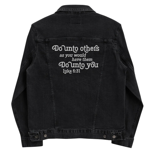 Do Unto Others Christian Unisex denim jacket Amazing Faith Designs