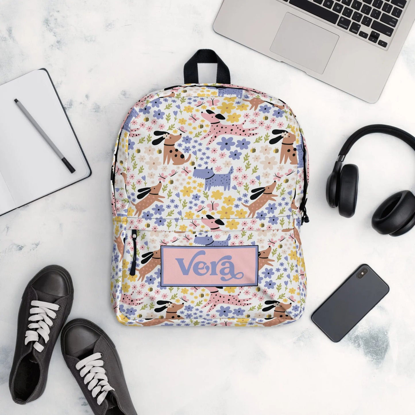 Dogs Floral Personalized Backpack Amazing Faith Designs