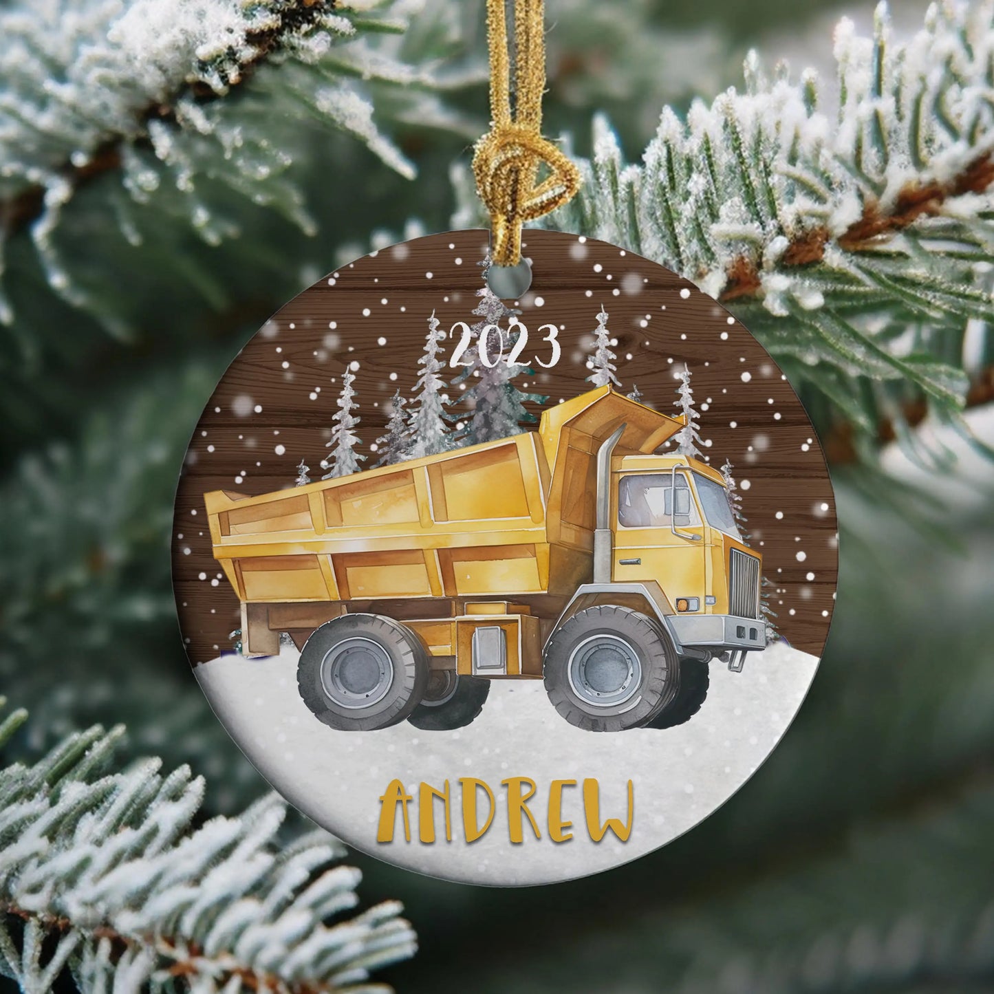 Dump Truck Personalized Ceramic Ornament Printify