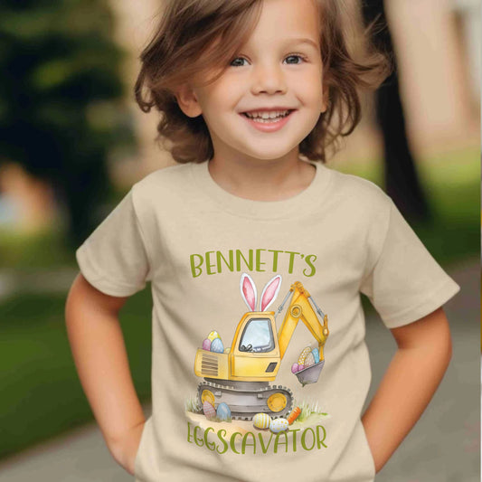 Eggscavator Easter Kids T-shirt - Amazing Faith Designs