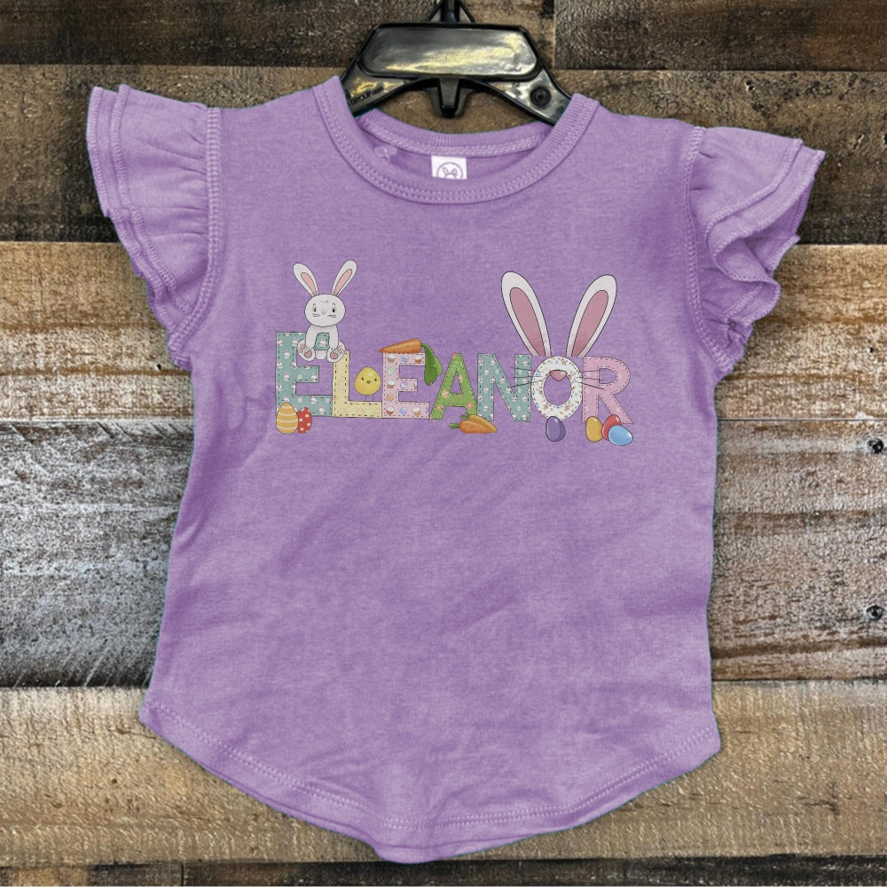 Easter Name Toddler Girls Flutter T-shirt - Amazing Faith Designs