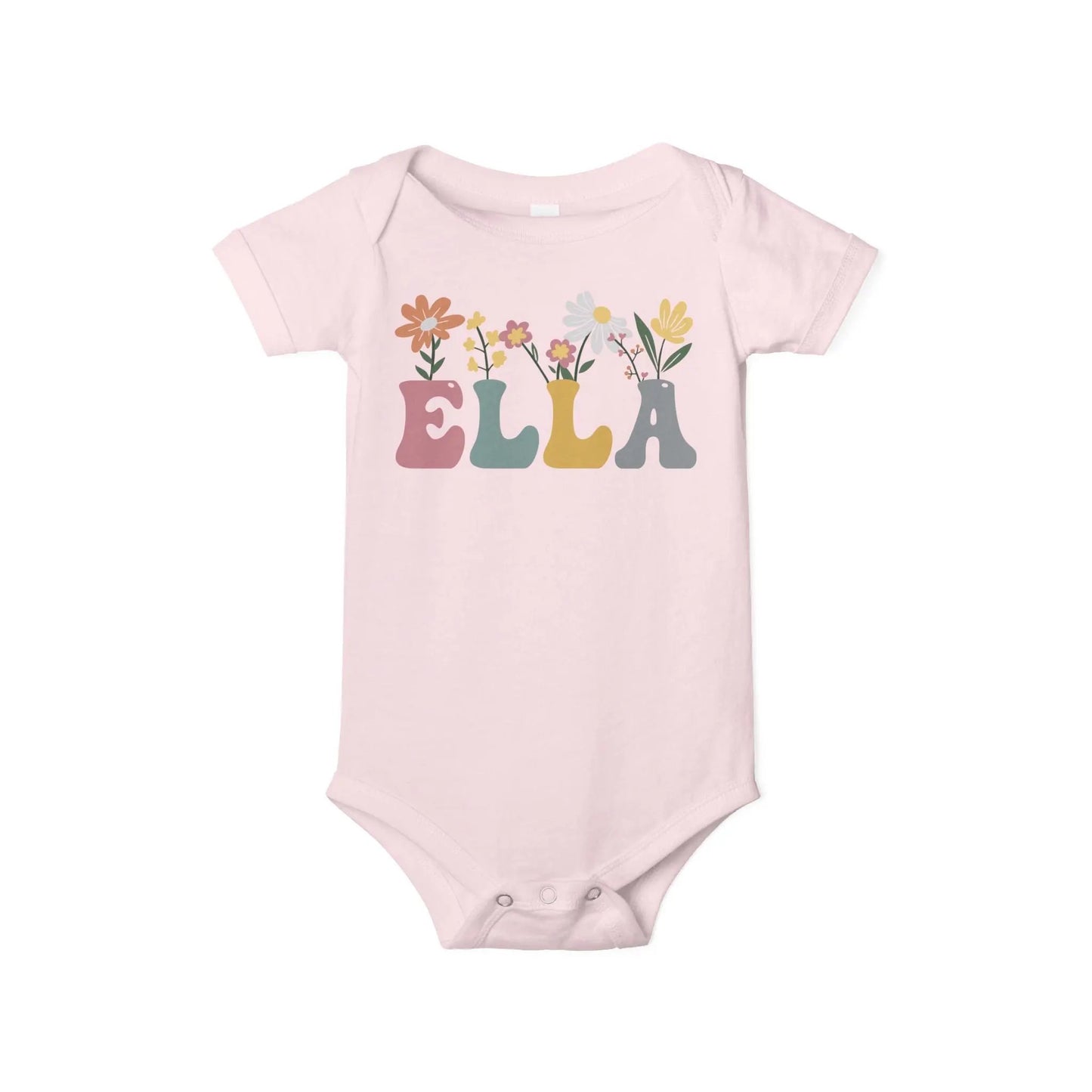 Ella Retro Floral Personalized Infant Bodysuit Printify